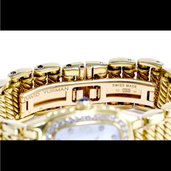 Authentic 18k Gold Diamond David Yurman Thoroughbred Watch Diamond Bezel MOP - Picture 2 of 5
